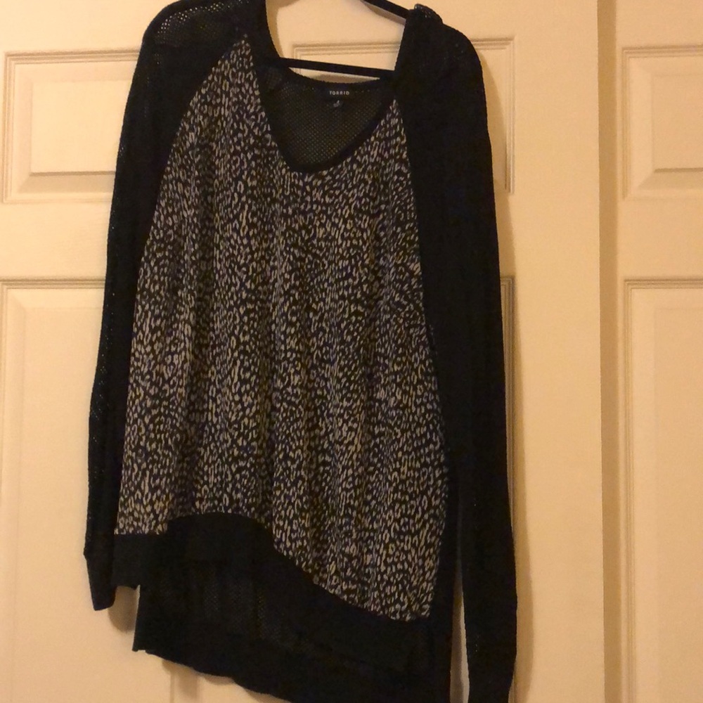 Torrid leopard and fishnet sweater